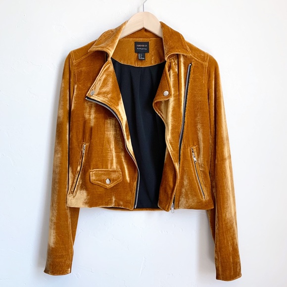Forever 21 Jackets & Blazers - Forever 21 gold velvet moto jacket - Small